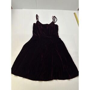 Vintage 90s A-line Dress Rimini Maroon Velvet Velour Size 8